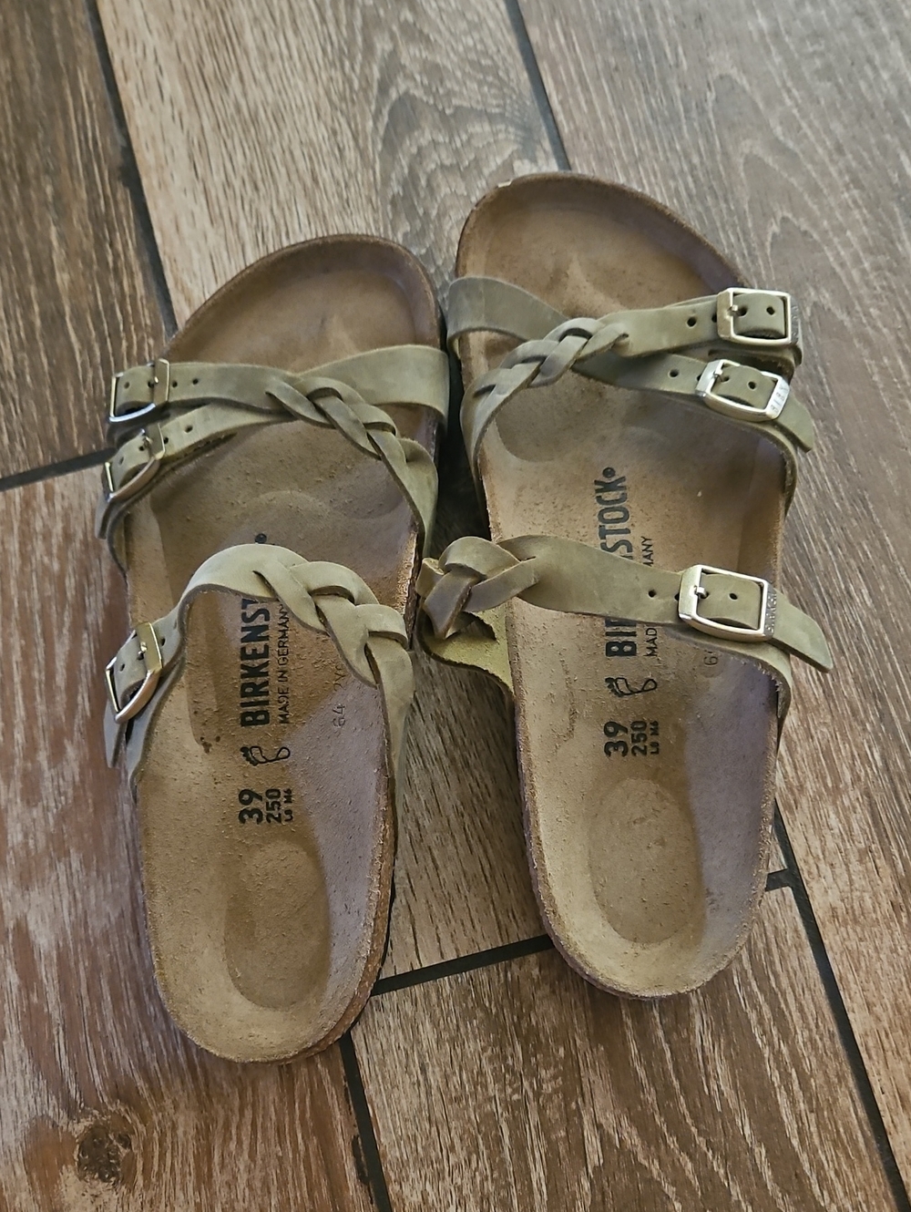Birkenstock Olive-Tan Braided Double Strap Sandals
